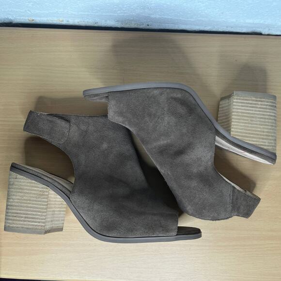 Sole Society Women's Suede Peep-Toe Ankle Jagger Booties Dark Taupe Size 11 - Picture 7 of 9